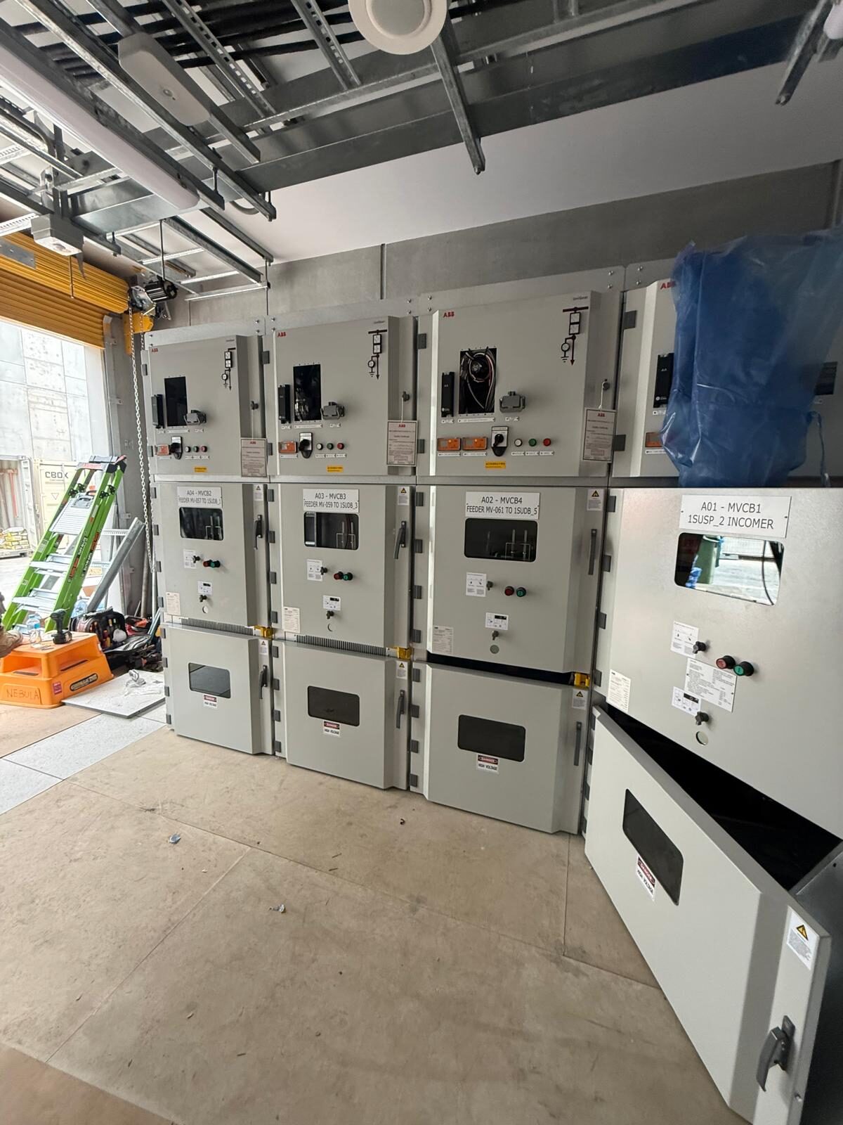Switchgear being installed in a new switchroom
